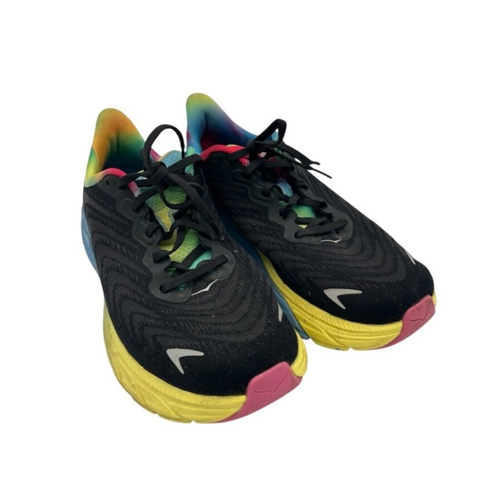 Hoka Arahi 6 Running Shoes Womens Size 10B Black Rainbow Tie Dye Sneakers Tennis